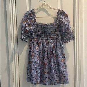Hill House Floral Mini Dress - Blue and Orange